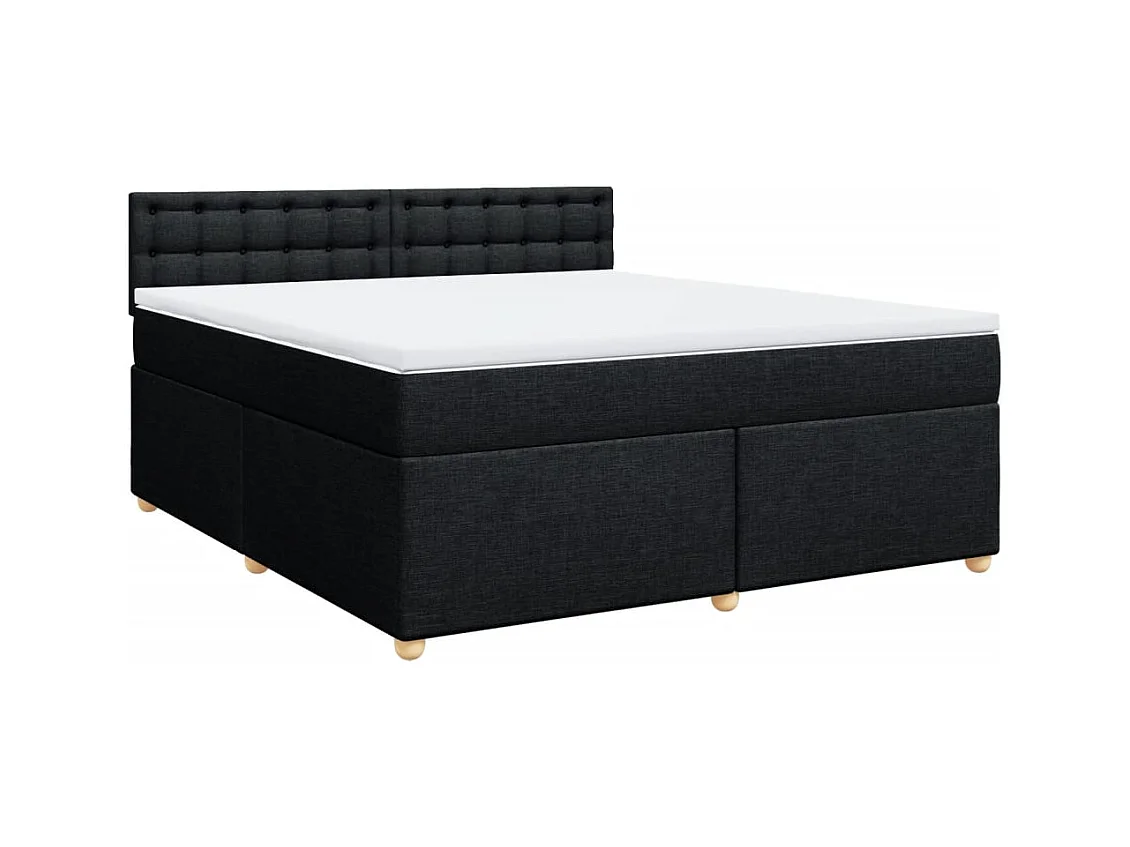 Cama box spring con colchón tela negro 180x200 cm