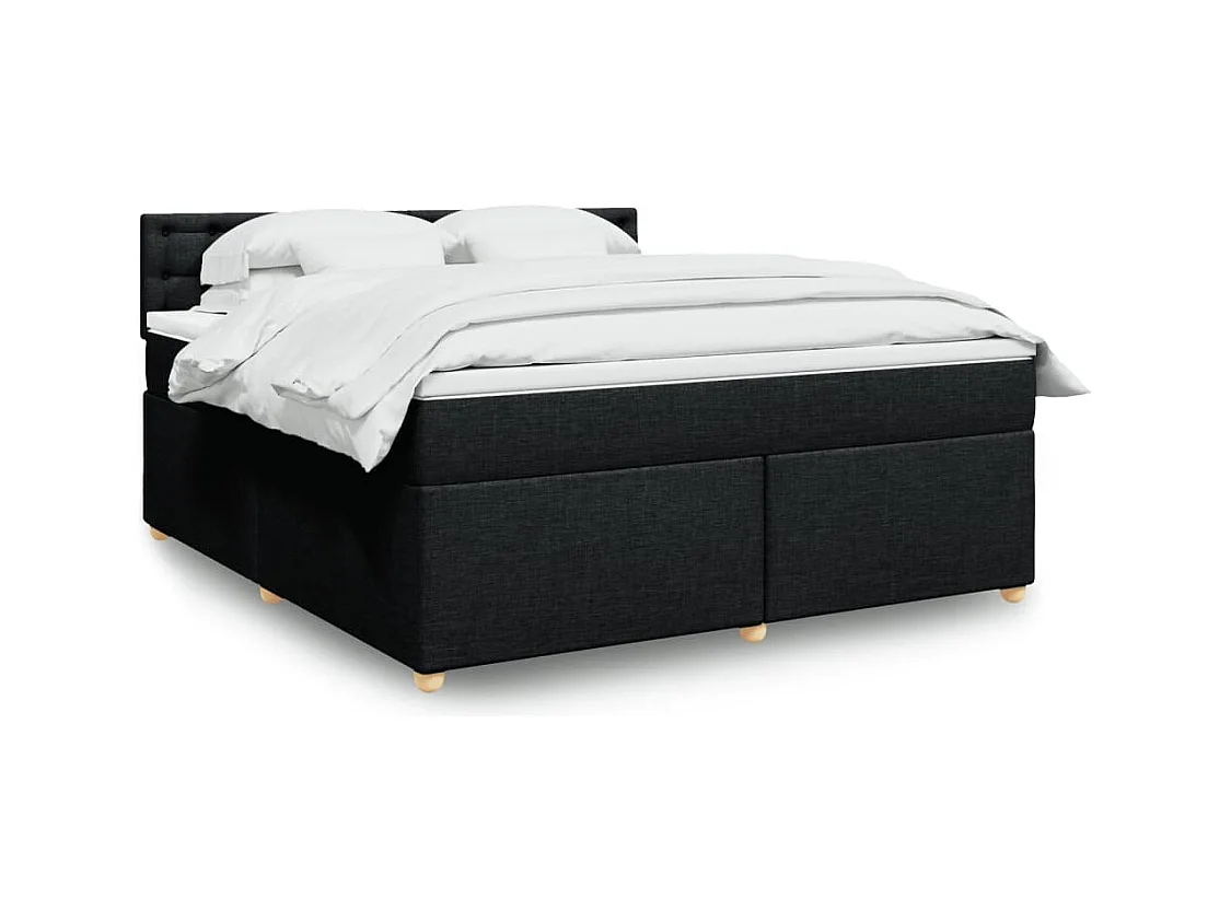 Giroletto a Molle con Materasso Nero 180x200 cm in Tessuto