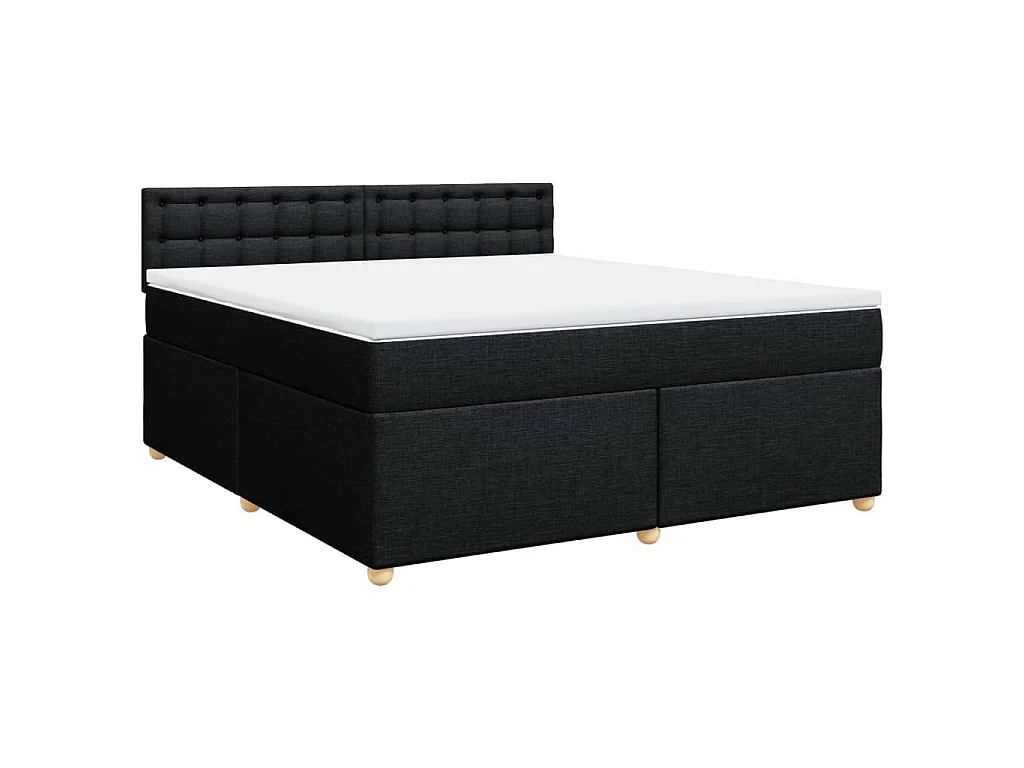 Cama box spring con colchón tela negro 180x200 cm