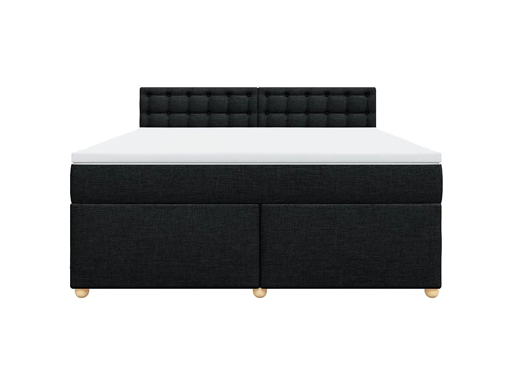 Cama box spring con colchón tela negro 180x200 cm
