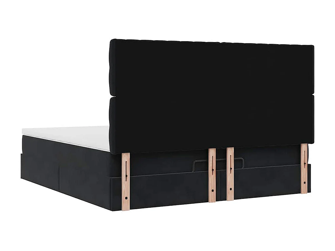 Ottoman-Bett mit Matratzen & LEDs Schwarz 160x200 cm Samt