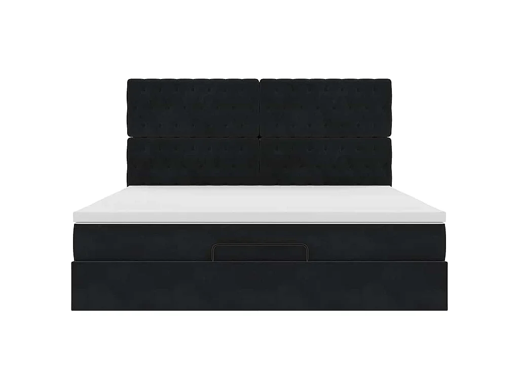 Cadre de lit ottoman avec matelas noir 160x200 cm velours