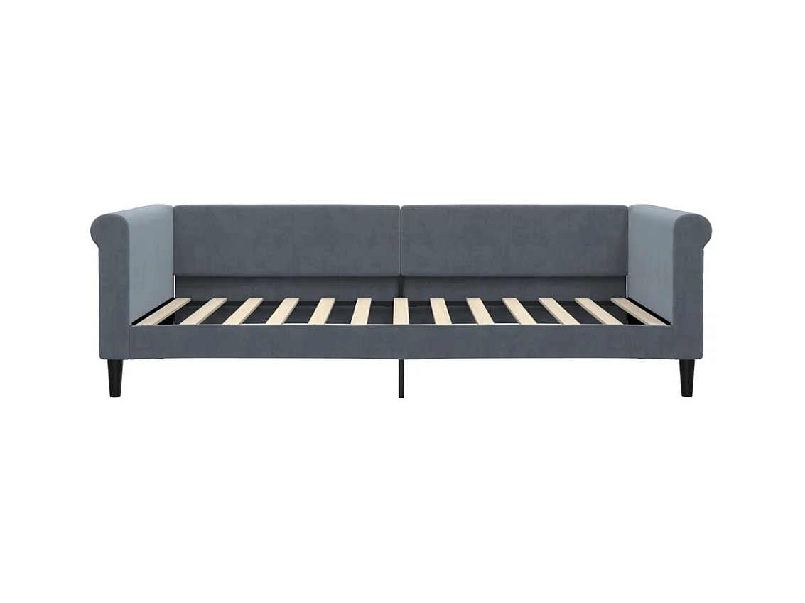 Lit de jour avec matelas gris foncé 100x200 cm velours