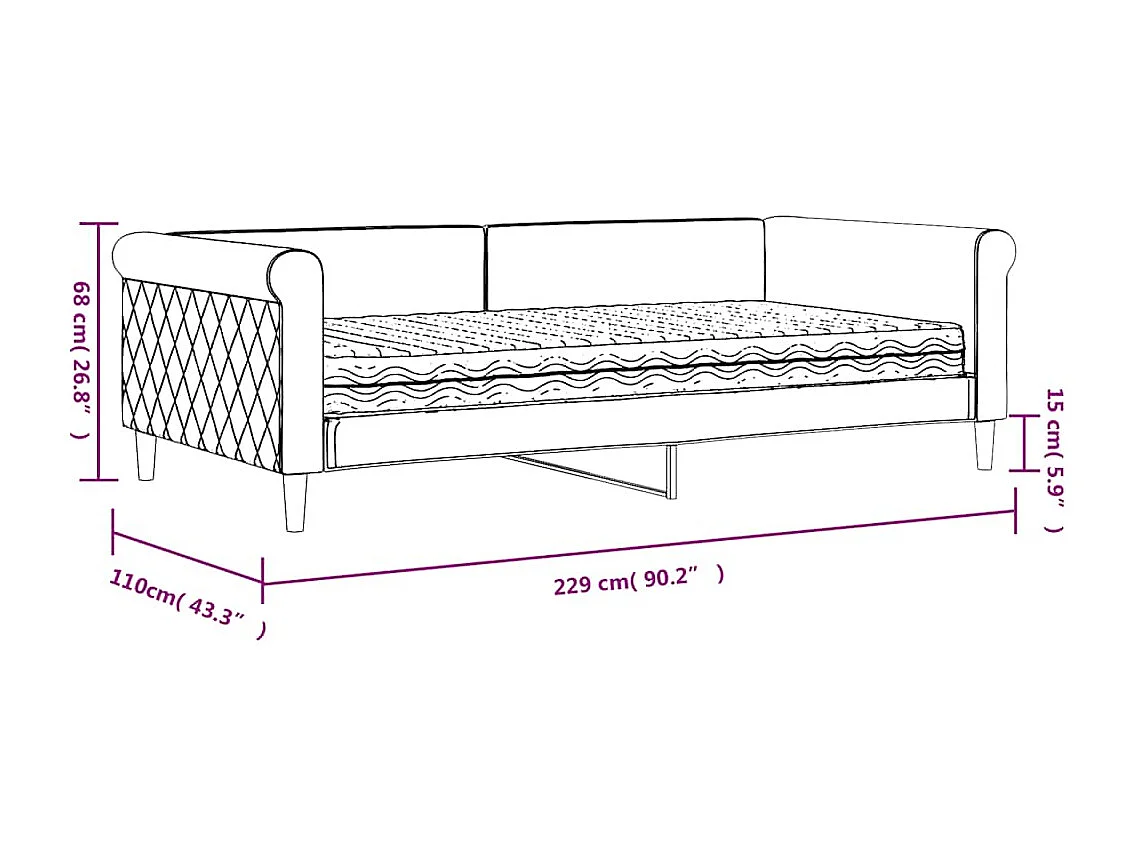 Tagesbett mit Matratze Dunkelgrau 100x200 cm Samt