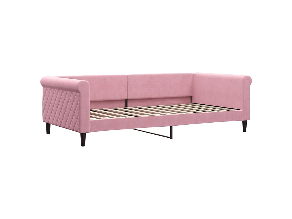 Divano Letto Estraibile con Cassetti Rosa 100x200 cm Velluto
