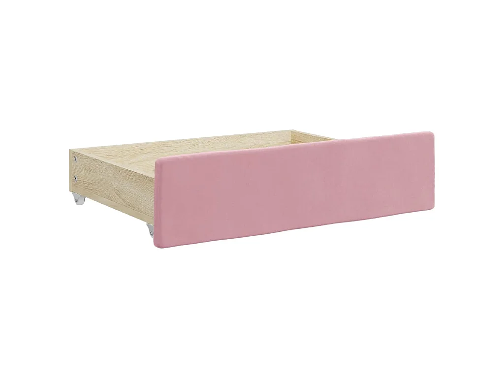 Divano Letto Estraibile con Cassetti Rosa 100x200 cm Velluto