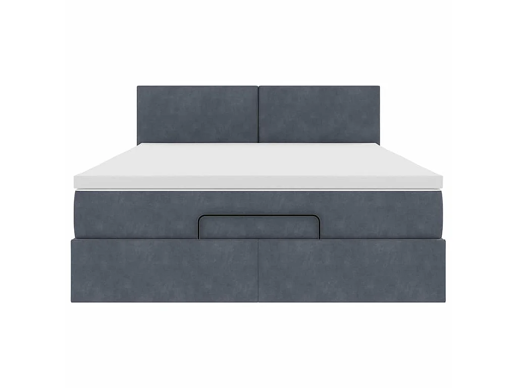 Estructura cama otomana colchón terciopelo gris oscuro