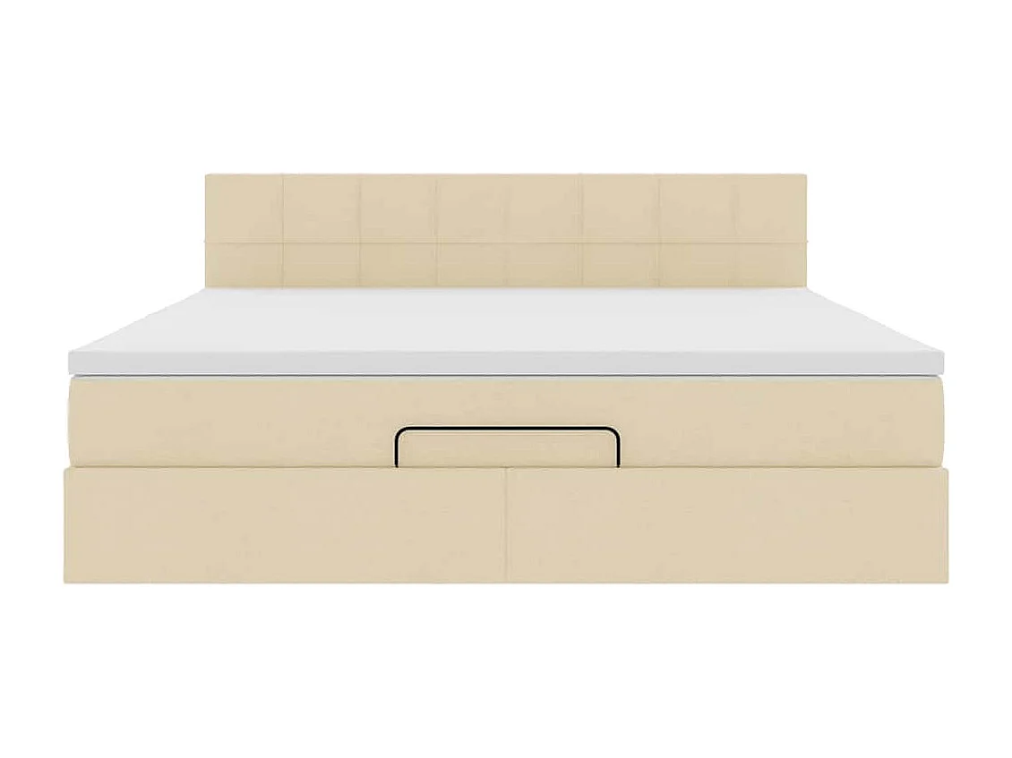 Cadre de lit ottoman avec matelas crème 160x200 cm tissu