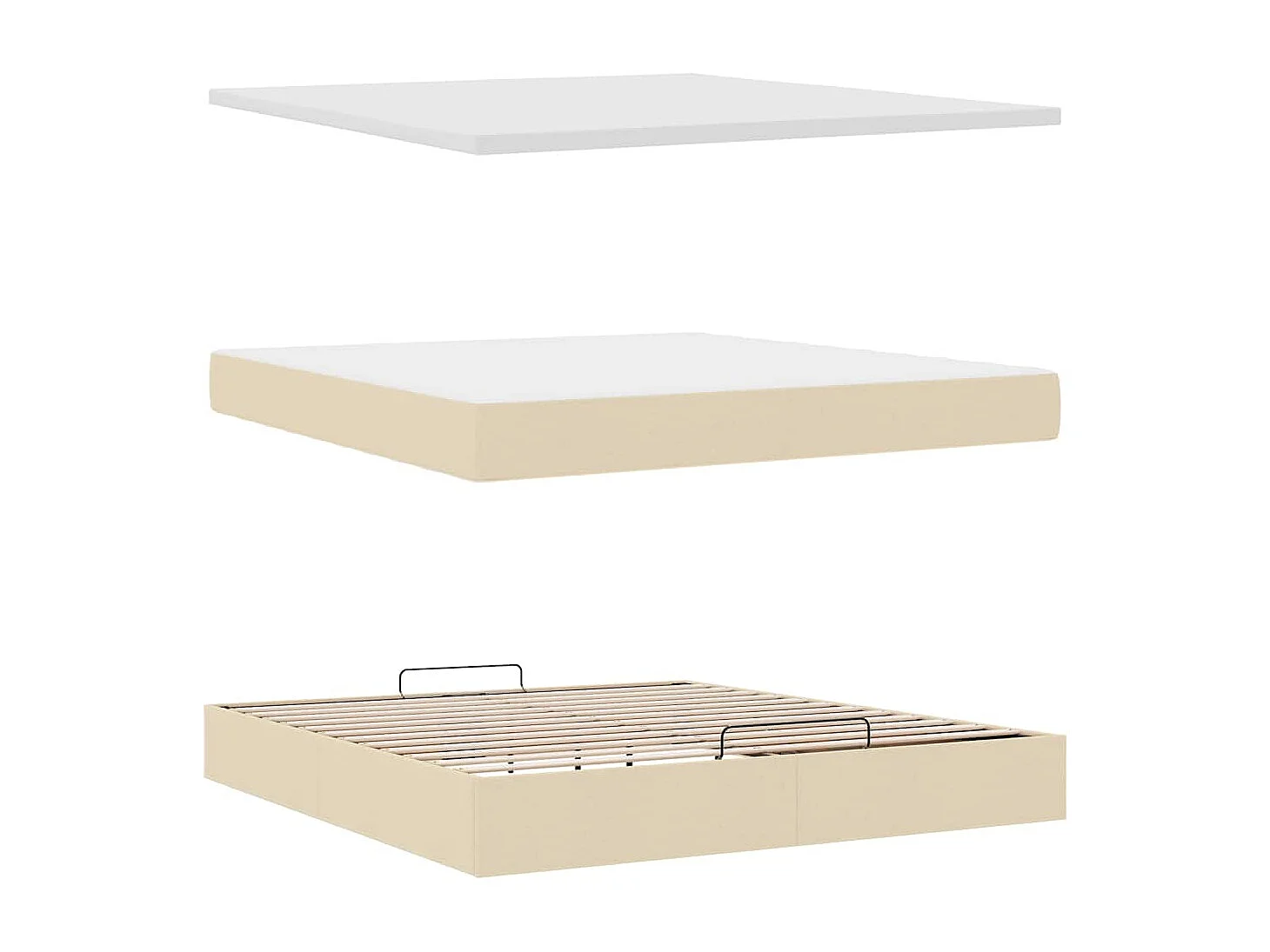 Ottoman-Bett mit Matratze & LEDs Creme 160x200 cm Stoff