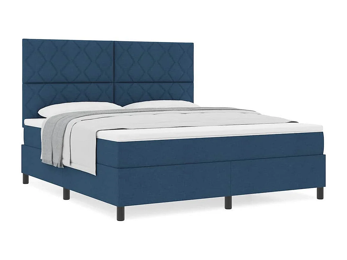 Cama Box com colchão com cabeceira Azul 180 x 200 cm tecido