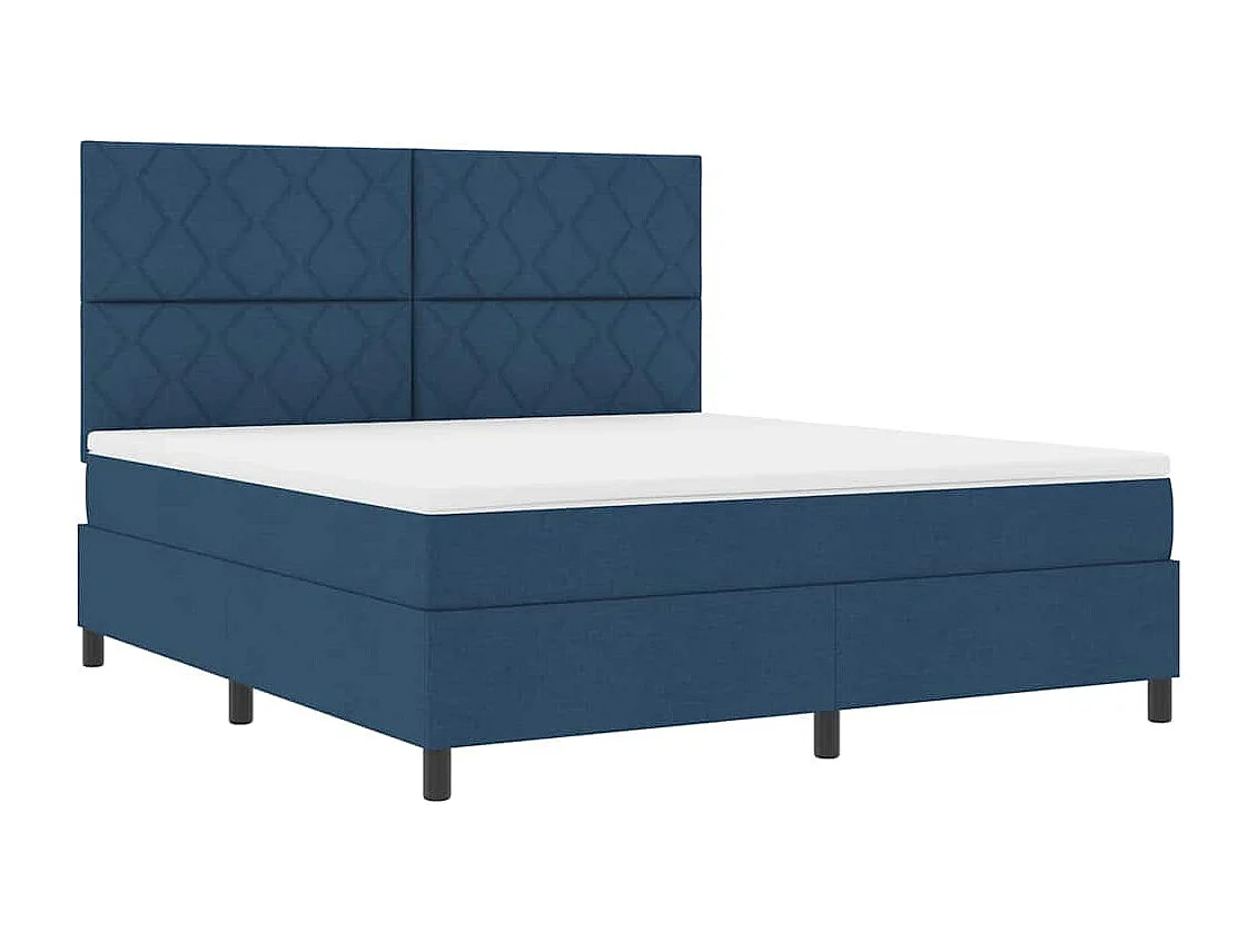 Cama Box com colchão com cabeceira Azul 180 x 200 cm tecido