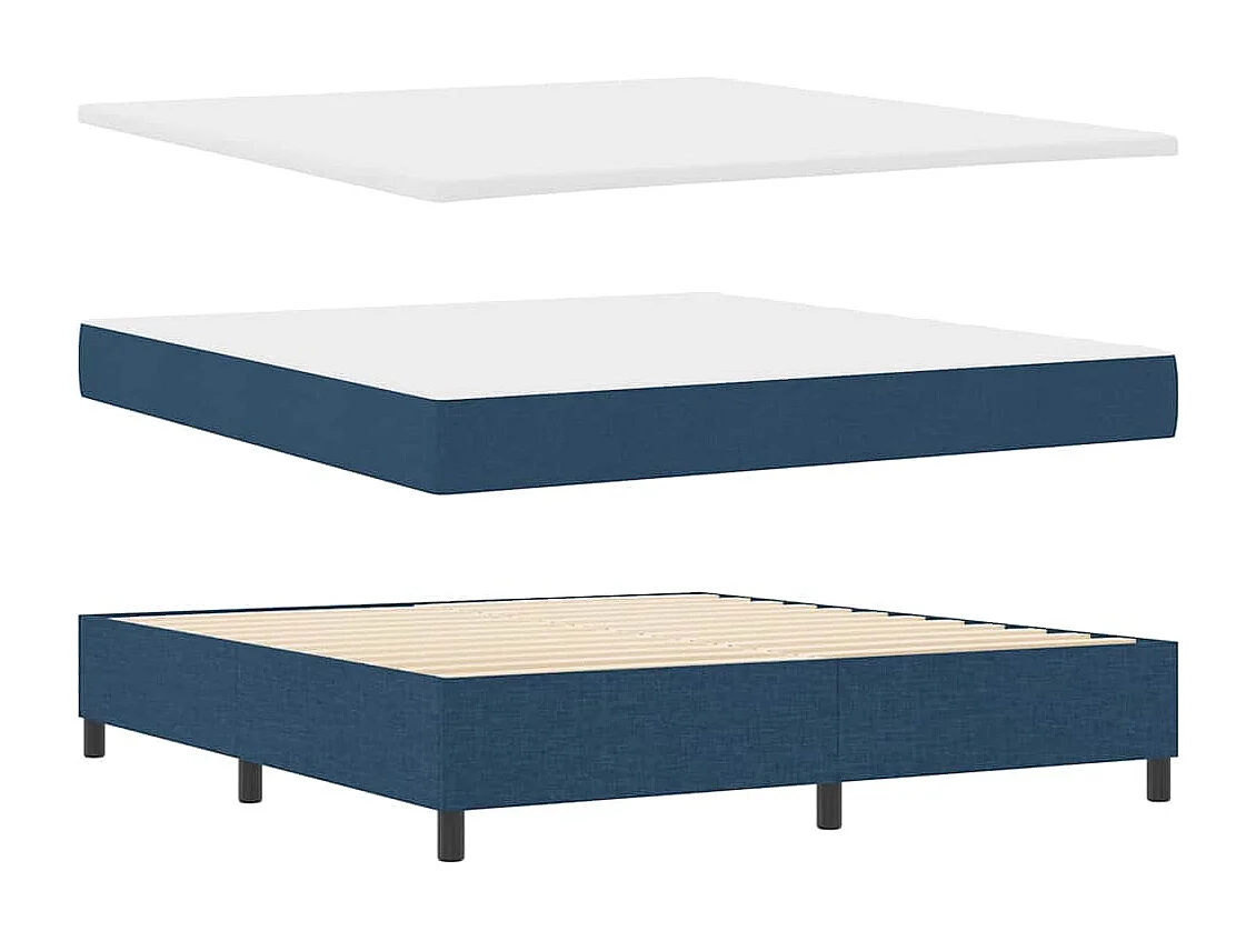 Cama Box com colchão com cabeceira Azul 180 x 200 cm tecido