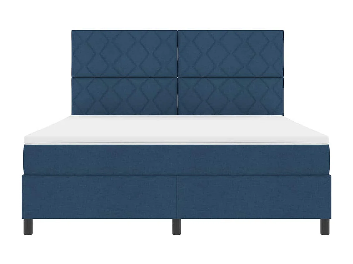 Cama Box com colchão com cabeceira Azul 180 x 200 cm tecido