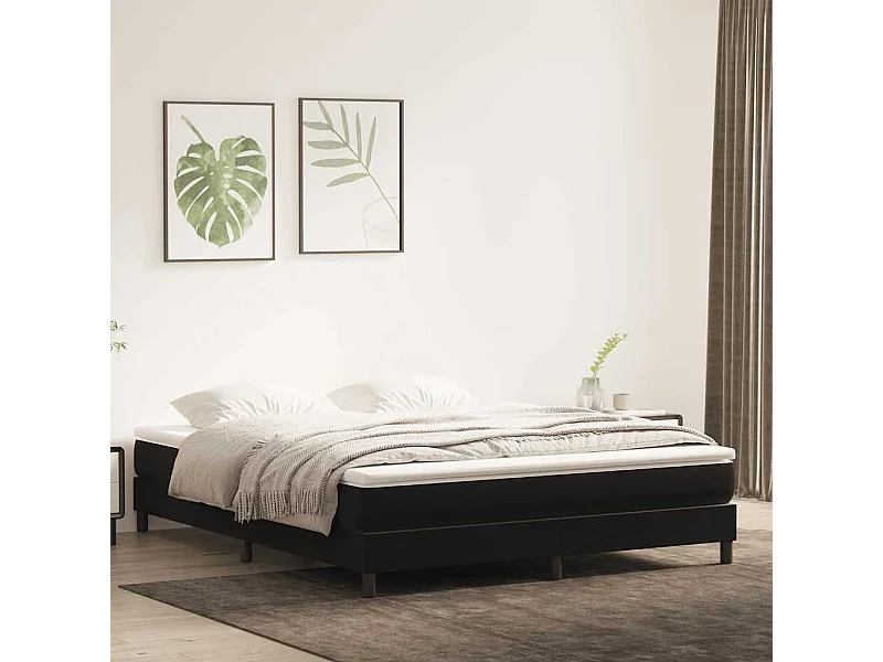 Letto a Molle senza Materasso Nero 180x220 cm in Velluto