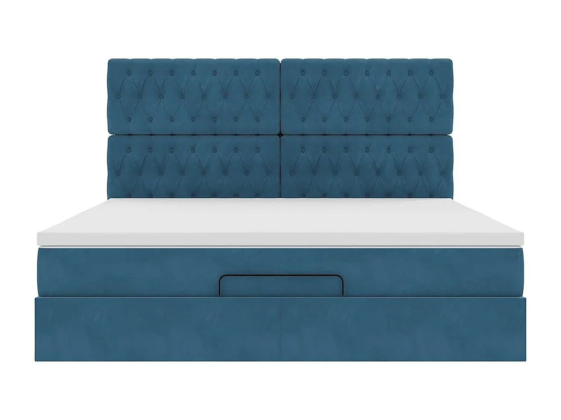Ottoman-Bett mit Matratzen Dunkelblau 160x200 cm Samt