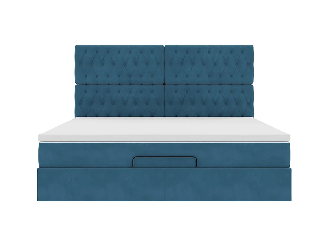 Ottoman bed met matrassen 160x200cm fluweel donkerblauw