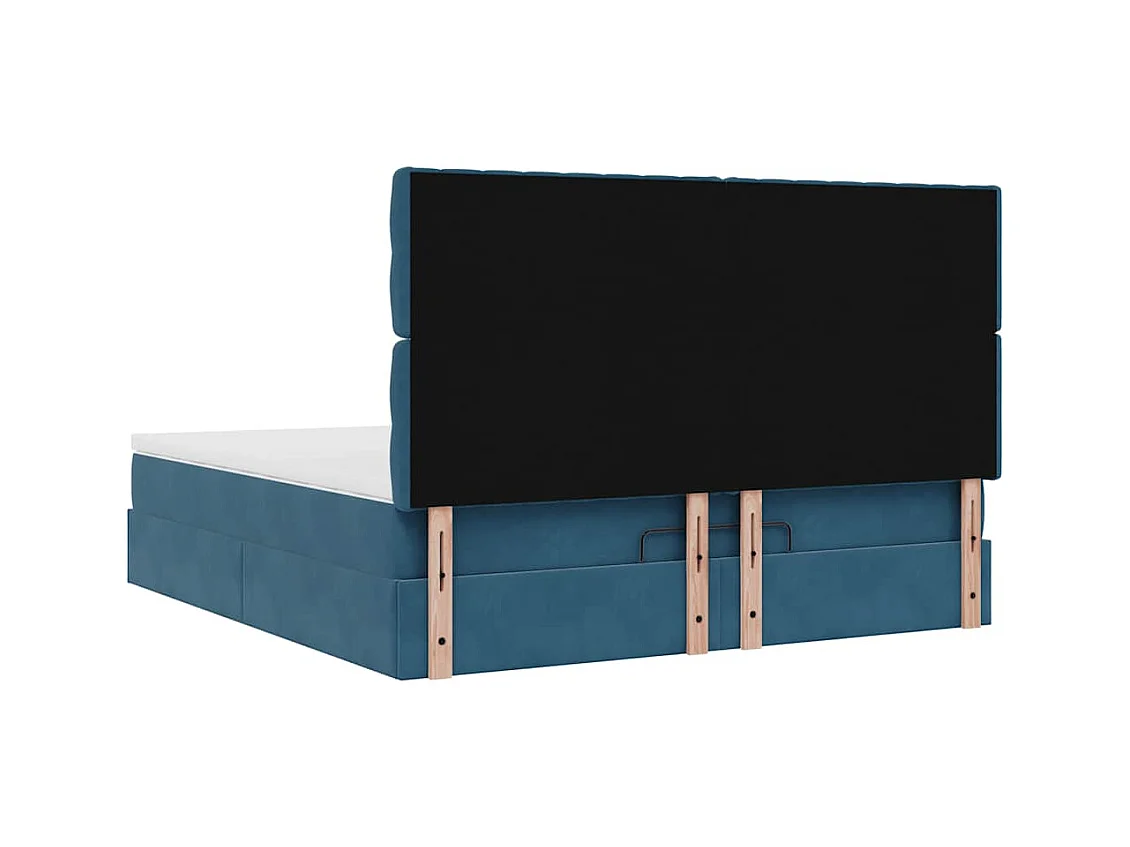 Ottoman bed met matrassen 160x200cm fluweel donkerblauw