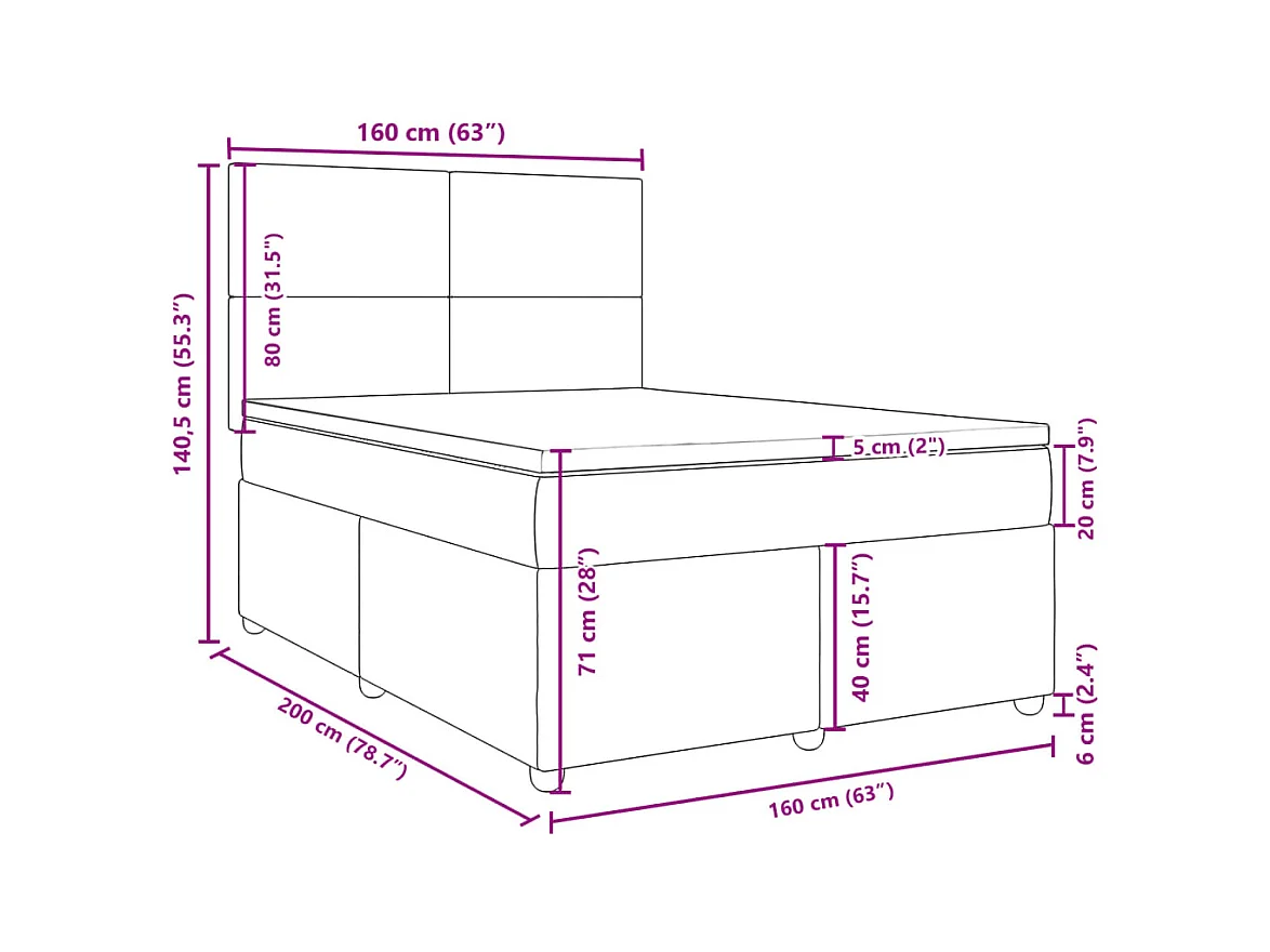 Boxspringbett mit Matratze Dunkelgrau 160x200 cm Stoff