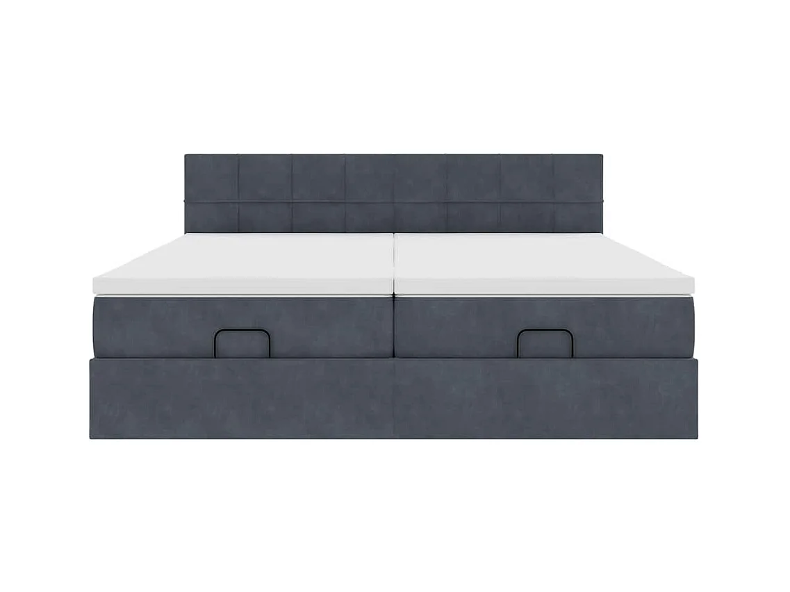 Cadre de lit ottoman avec matelas gris foncé 180x200cm velours