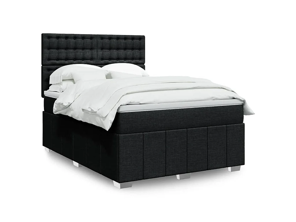 Sommier à lattes de lit avec matelas Noir 160x200 cm Tissu
