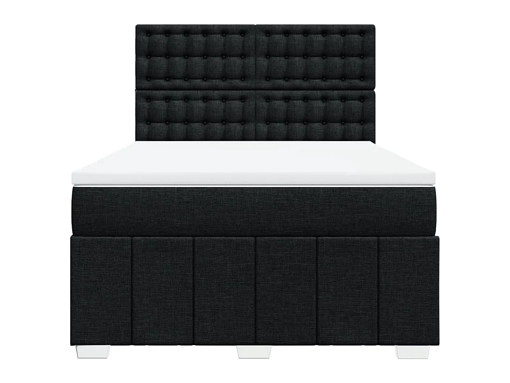 Sommier à lattes de lit avec matelas Noir 160x200 cm Tissu