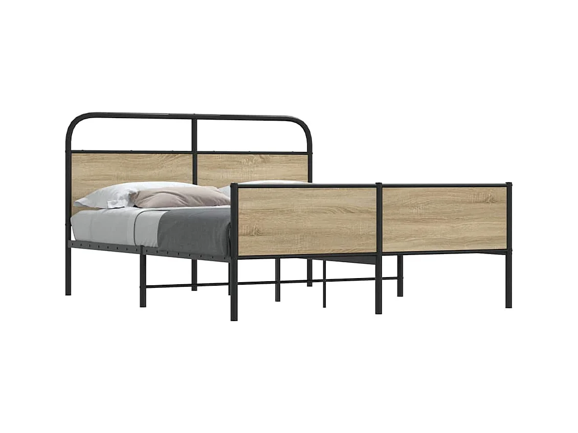 Cadre de lit en métal sans matelas chêne fumé 160x200 cm