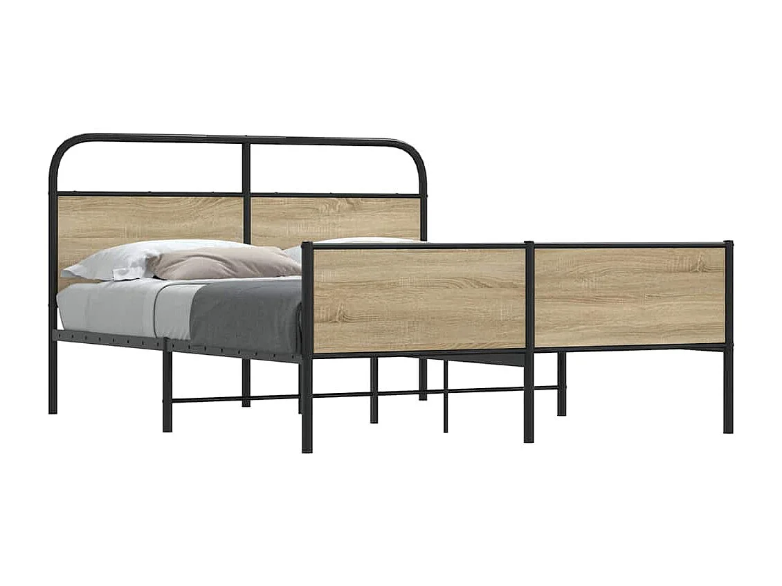 Cadre de lit en métal sans matelas chêne fumé 160x200 cm