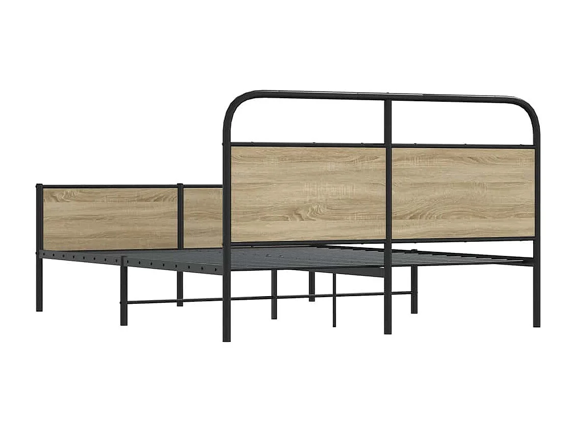Cadre de lit en métal sans matelas chêne fumé 160x200 cm