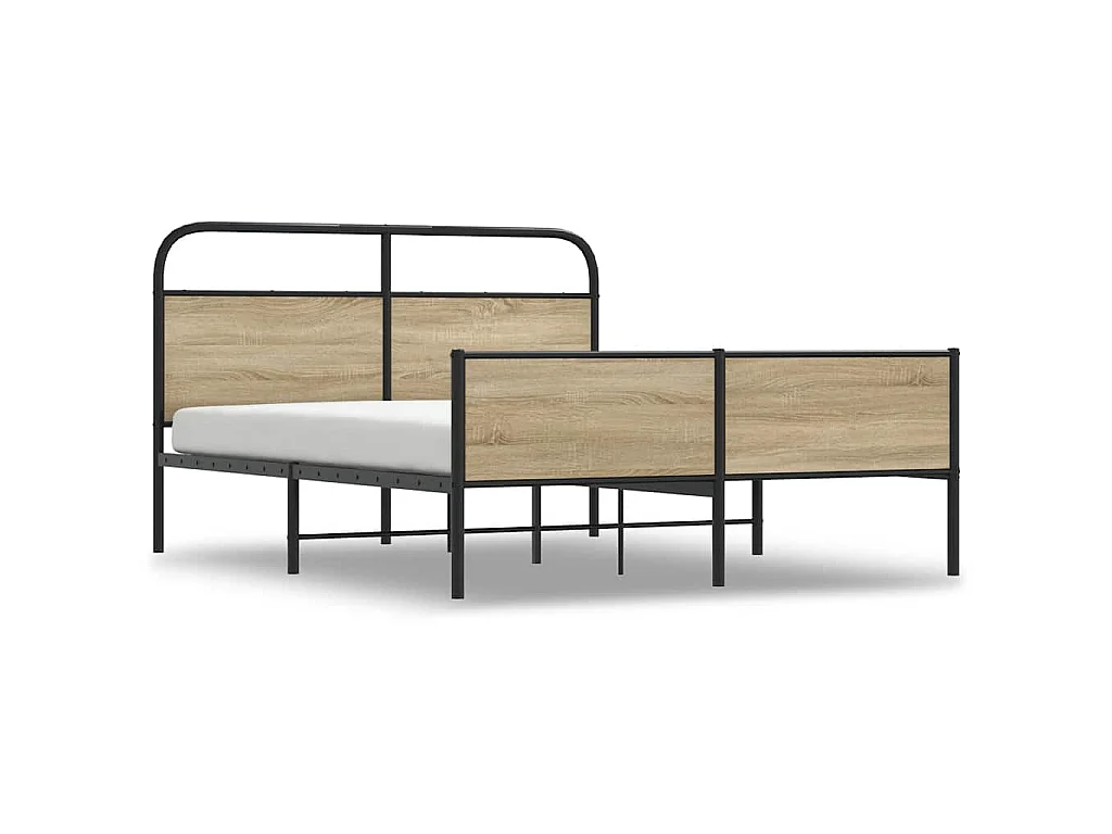 Cadre de lit en métal sans matelas chêne fumé 160x200 cm