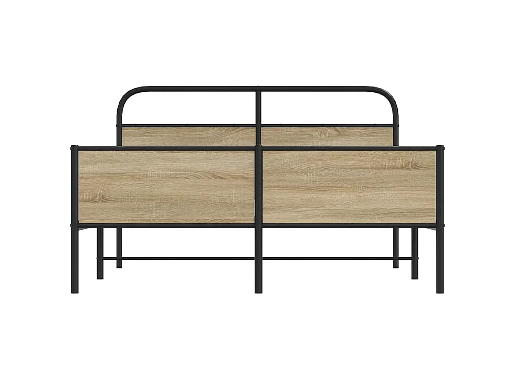 Cadre de lit en métal sans matelas chêne fumé 160x200 cm