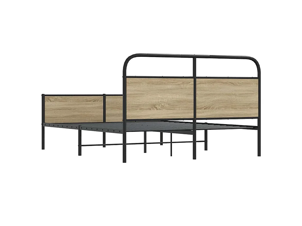 Cadre de lit en métal sans matelas chêne fumé 160x200 cm