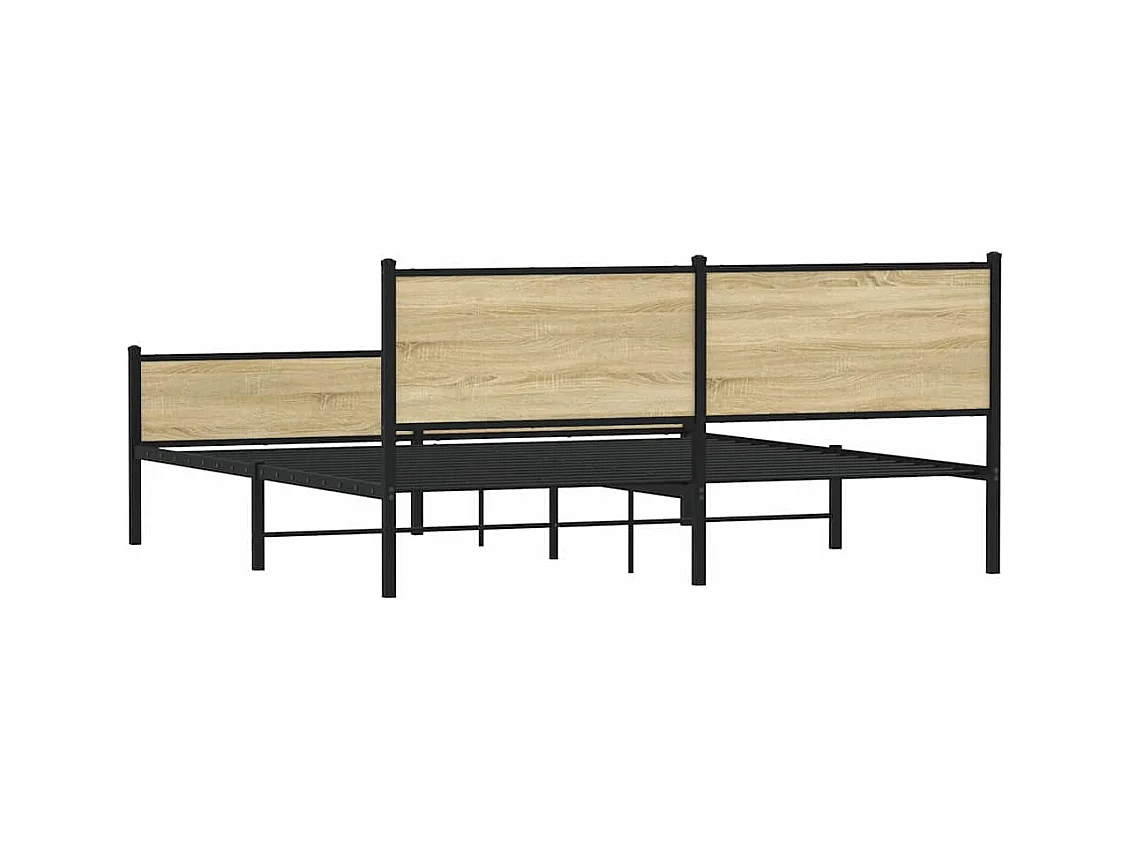 Cadre de lit en métal sans matelas chêne sonoma 180x200 cm