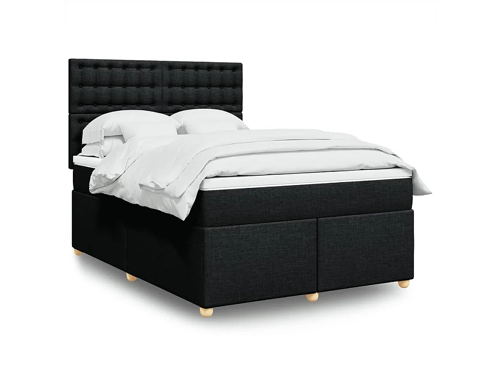 Boxspringbett mit Matratze Schwarz 140x200 cm Stoff