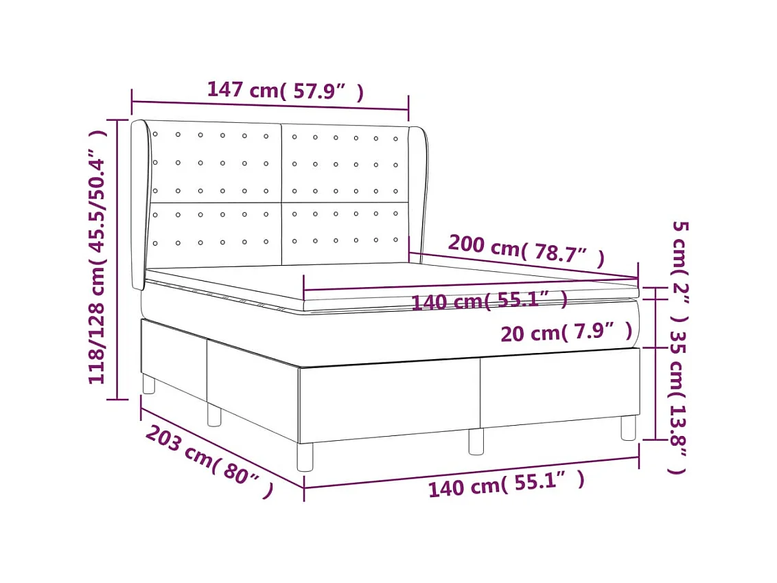 Sommier à lattes de lit et matelas Vert foncé 140x200cm Velours
