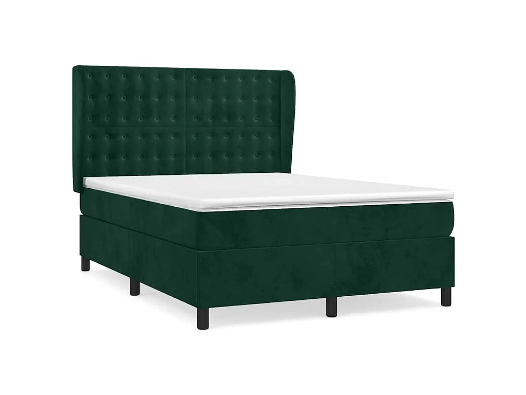 Sommier à lattes de lit et matelas Vert foncé 140x200cm Velours