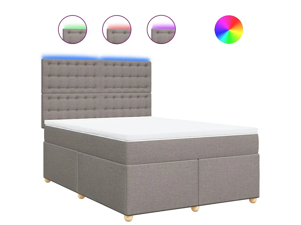 Sommier à lattes de lit avec matelas Taupe 160x200 cm Tissu