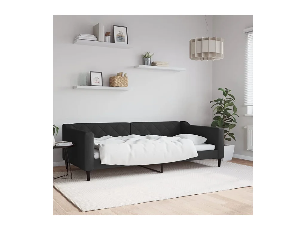 Lit de repos sans matelas noir 100x200 cm tissu