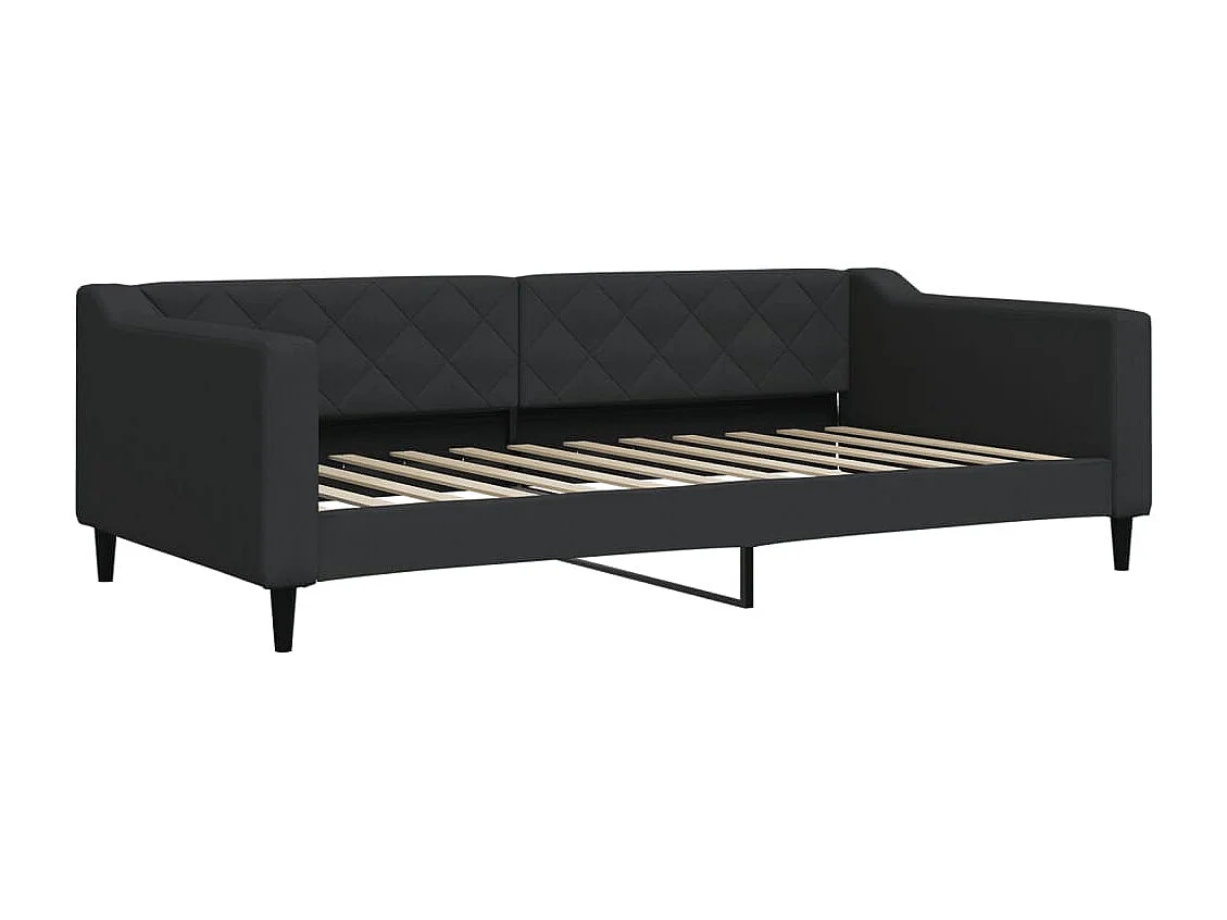 Letto da Giorno Nero 100x200 cm in Tessuto
