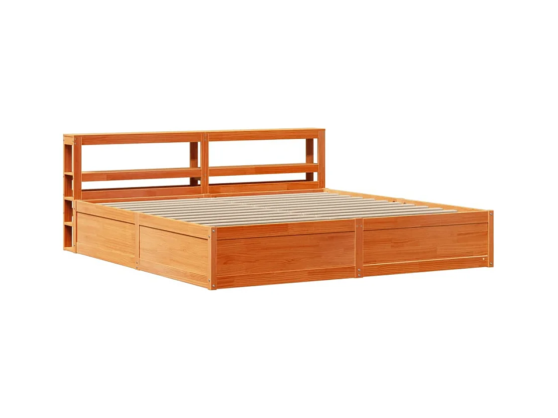 Cadre de lit et tête de lit cire marron 180x200 cm bois de pin