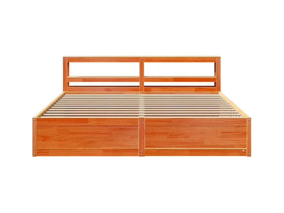 Cadre de lit et tête de lit cire marron 180x200 cm bois de pin