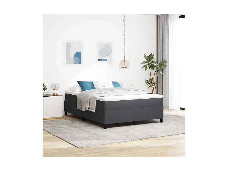 Lit à ressorts Gris foncé 140 x 190 cm Tissu en velours côtelé