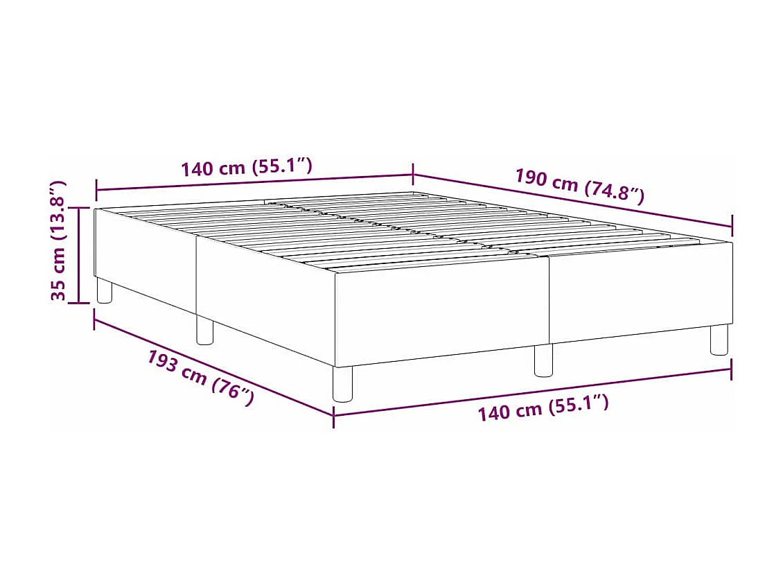 Platform bedframe Donkergrijs 140 x 190 cm Stof