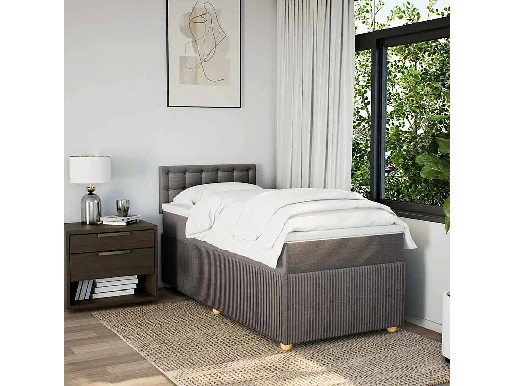 Boxspring met matras stof taupe 90x190 cm