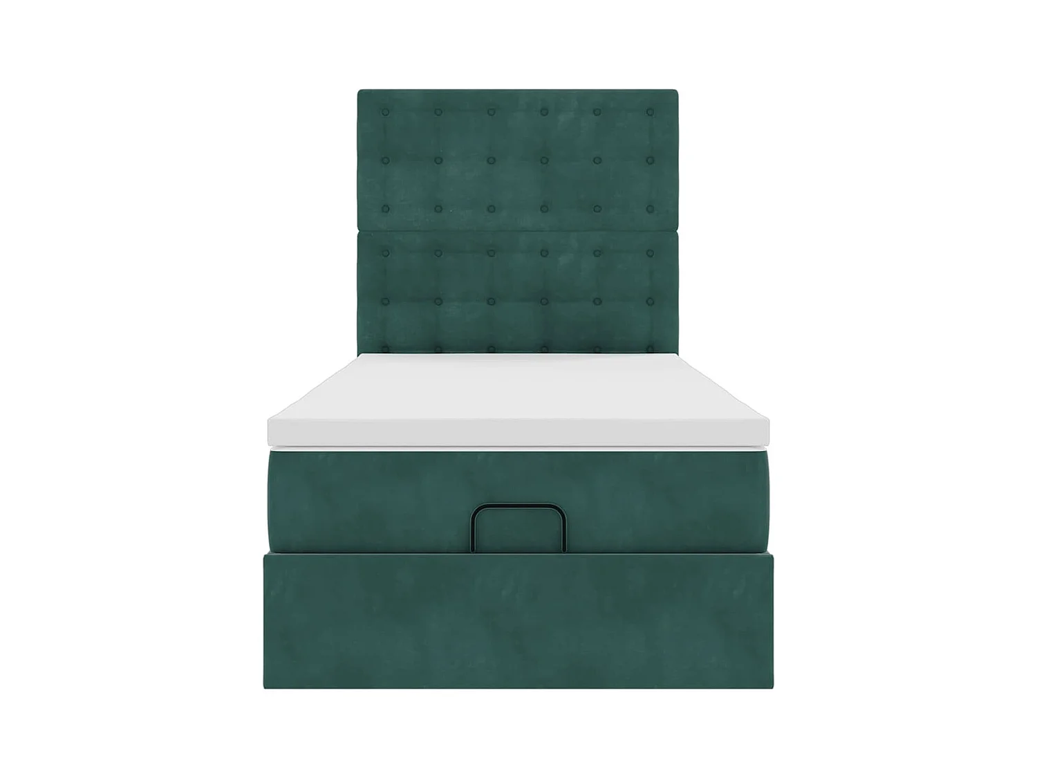 Cadre de lit ottoman avec matelas vert foncé 90x200 cm velours