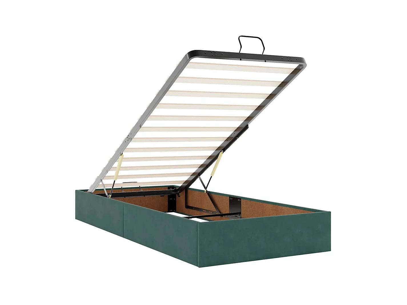 Cadre de lit ottoman avec matelas vert foncé 90x200 cm velours