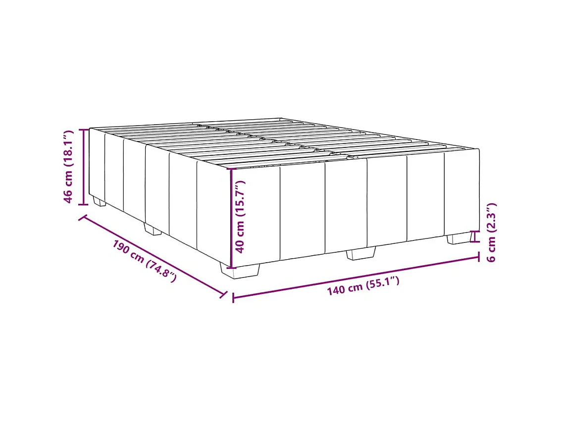 Cadre de lit sans matelas noir 140x190 cm tissu