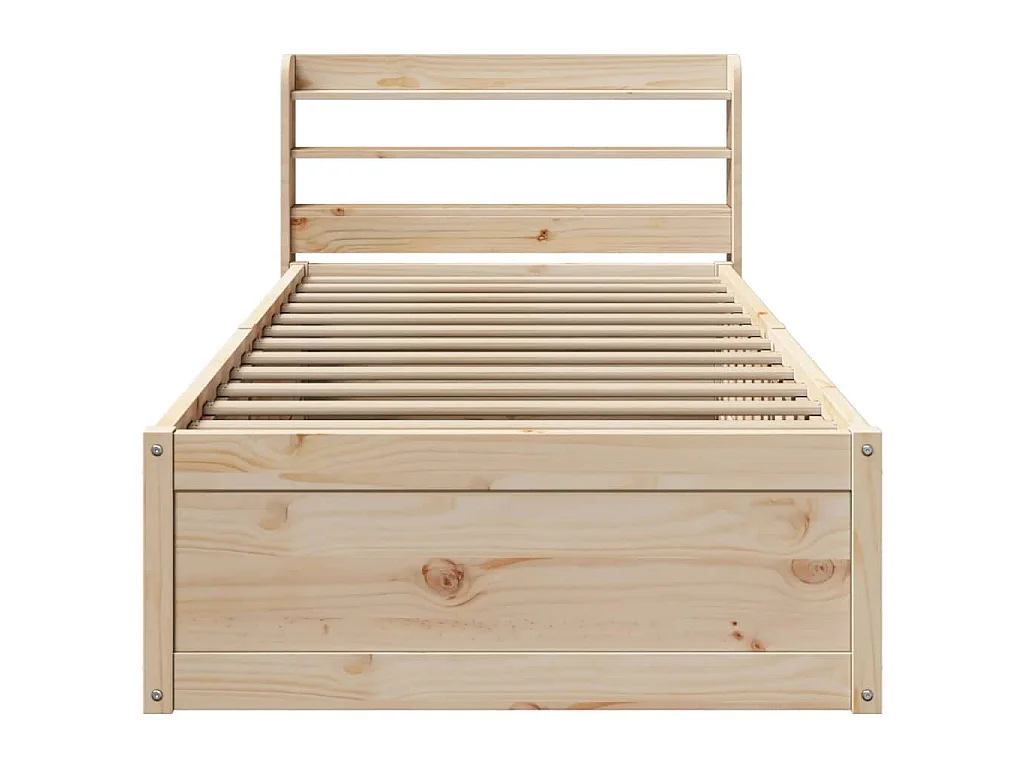 Bedframe met hoofdbord massief grenenhout 90x190 cm