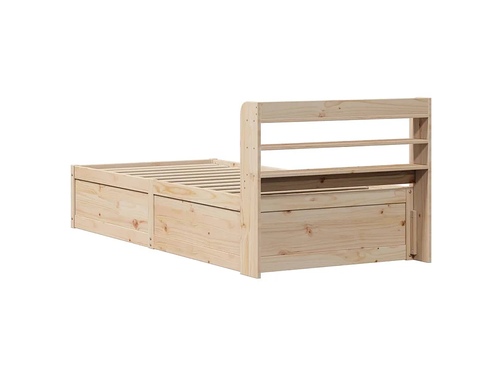Bedframe met hoofdbord massief grenenhout 90x190 cm