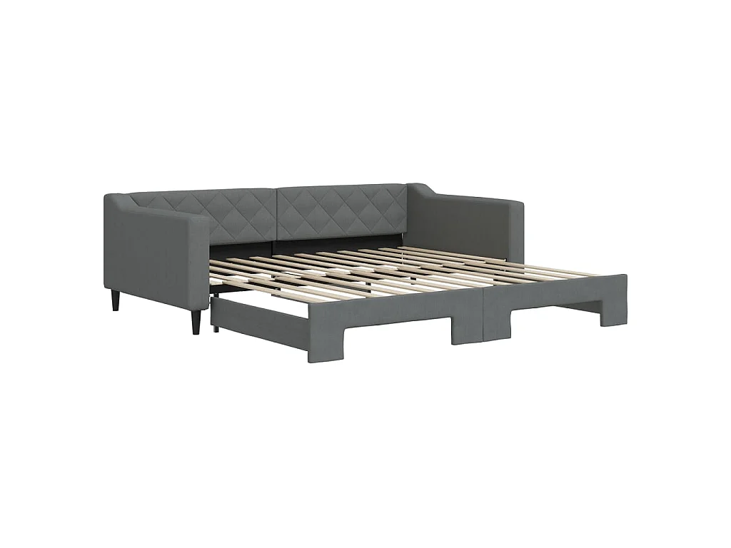 Lit de jour avec gigogne sans matelas gris foncé 100x200 cm