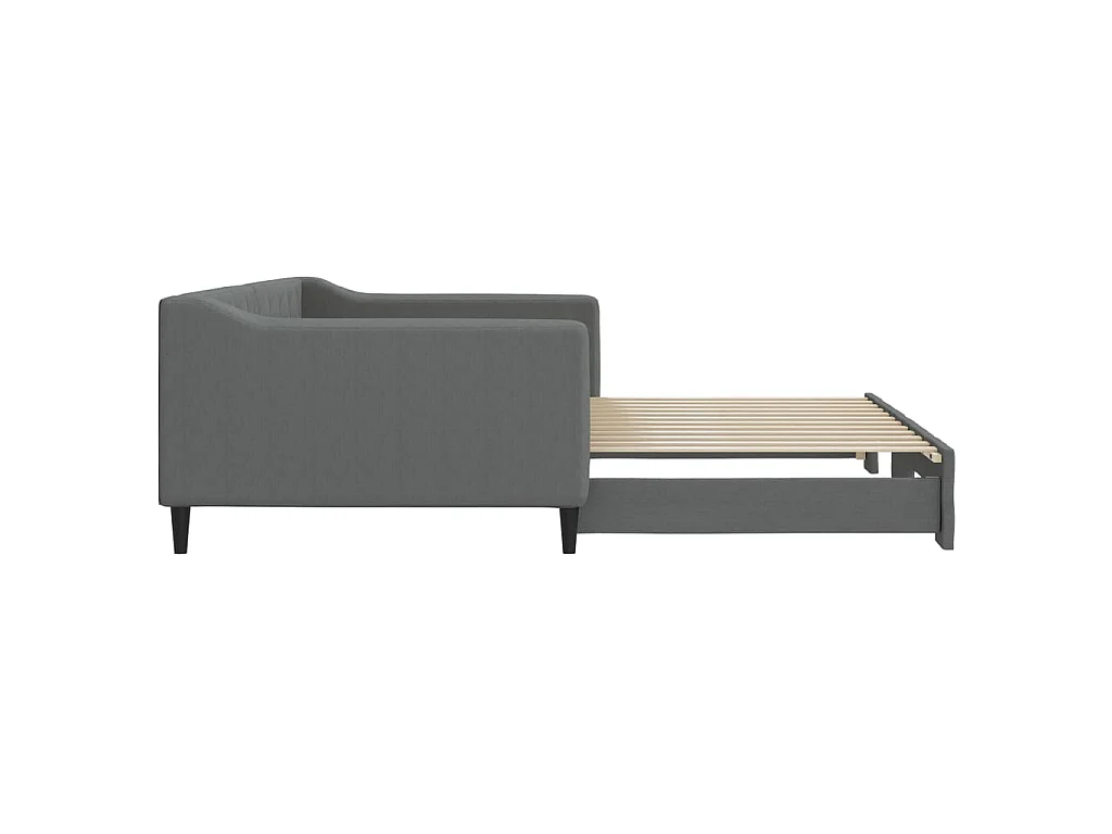 Lit de jour avec gigogne sans matelas gris foncé 100x200 cm